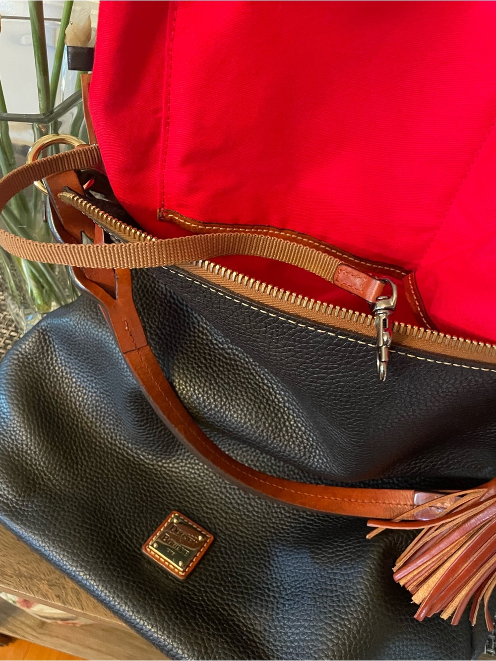 Dooney & Bourke Black Pebbled Leather Crossbody with Leather Tassel - Picture 3 of 14